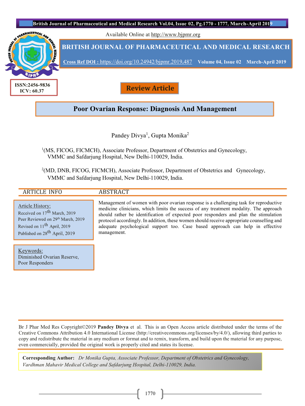 Review Article Poor Ovarian Response