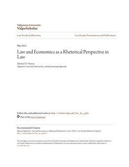 Law and Economics As a Rhetorical Perspective in Law Michael D