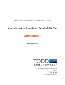Arroyo Seco Area Groundwater Sustainability Plan