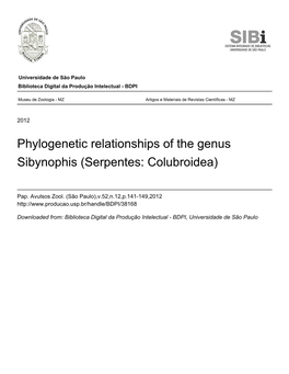Phylogenetic Relationships of the Genus Sibynophis (Serpentes: Colubroidea)