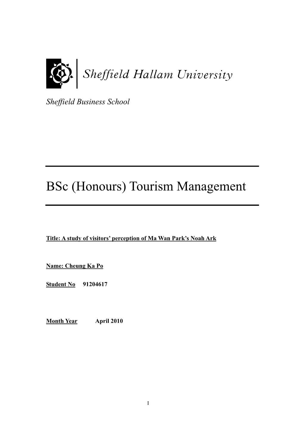 Bsc (Honours) Tourism Management