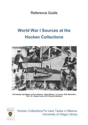 World War I Sources at the Hocken Collections