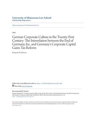 German Corporate Culture in the Twenty-First Century: the Ni Terrelation Between the End of Germany, Inc