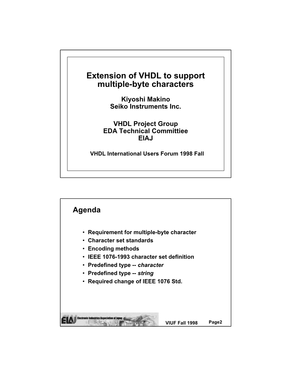 Extension of VHDL to Support Multiple-Byte Characters