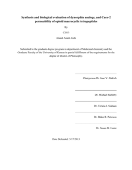 Synthesis and Biological Evaluation of Dynorphin Analogs, and Caco-2 Permeability of Opioid Macrocyclic Tetrapeptides