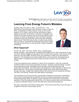 Learning from Energy Future's Mistakes - Law360 Page 1 of 6