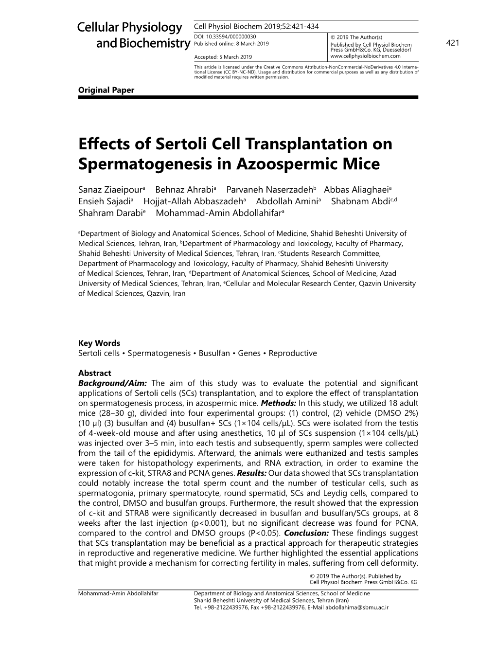 Effects of Sertoli Cell Transplantation on Spermatogenesis in Azoospermic Mice