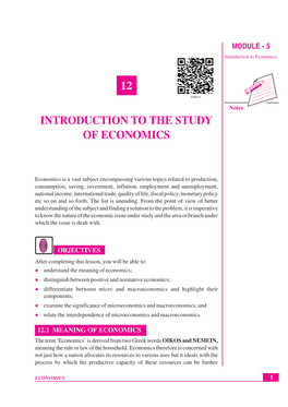 12 Introduction to the Study of Economics