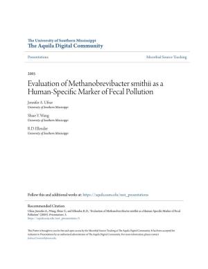 Evaluation of Methanobrevibacter Smithii As a Human-Specific Marker