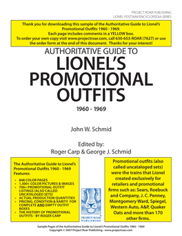 Authoritative Guide to Lionel's Promotional Outfits