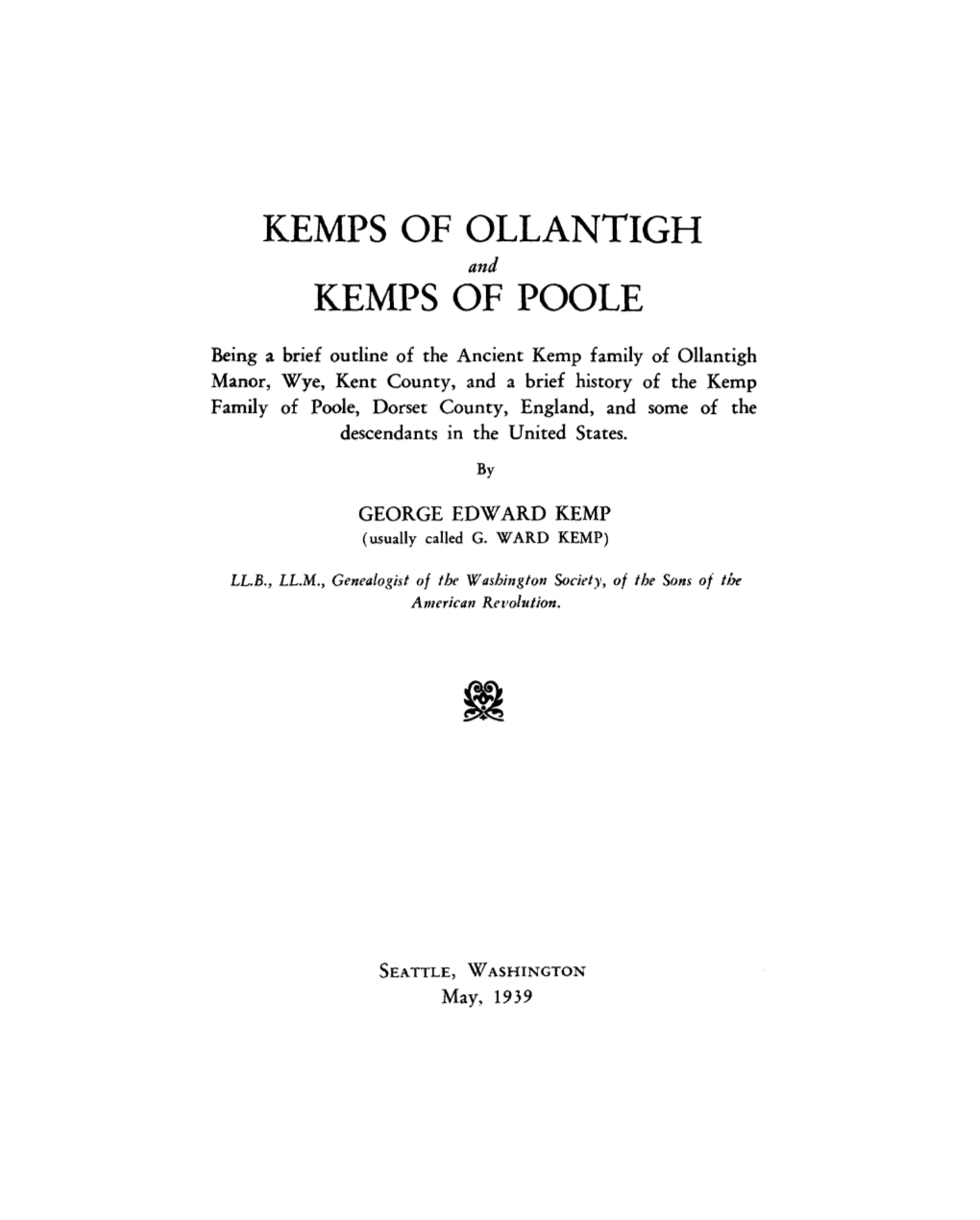 KEMPS of OLLANTIGH and KEMPS of POOLE
