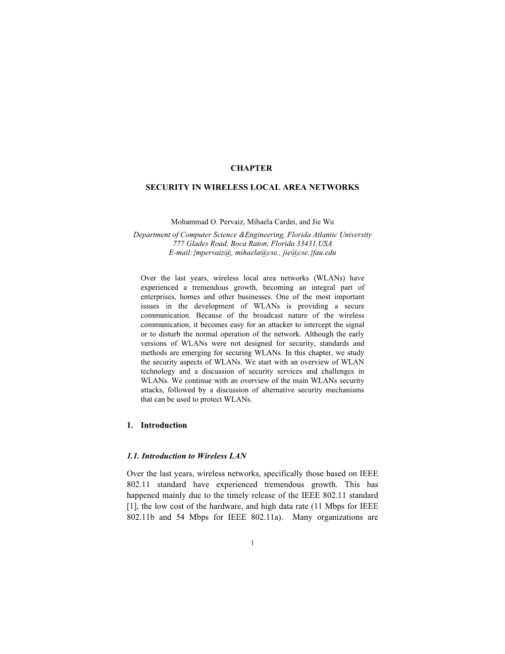 Security in Wireless Local Area Networks