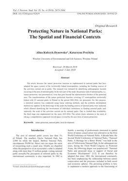Protecting Nature in National Parks: the Spatial and Financial Contexts