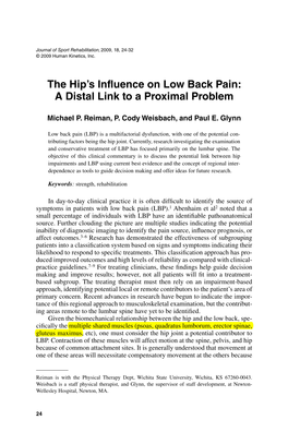 The Hip's Influence on Low Back Pain