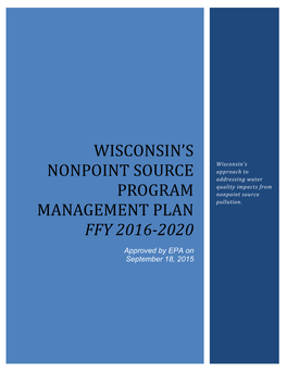 Wisconsin's Nonpoint Source Program Management Plan FFY 2016-2020
