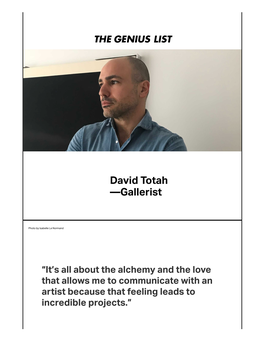 David Totah —Gallerist