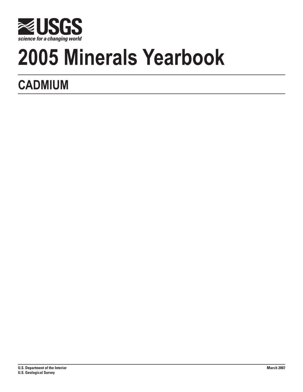 2005 Minerals Yearbook Cadmium