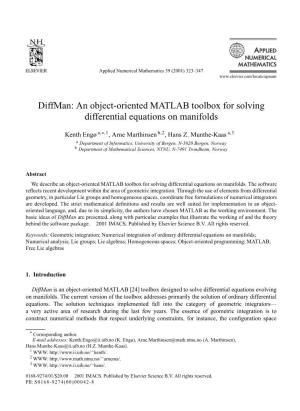 Diffman: an Object-Oriented MATLAB Toolbox for Solving Differential Equations on Manifolds