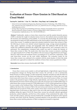 Evaluation of Freeze‒Thaw Erosion in Tibet Based on Cloud Model