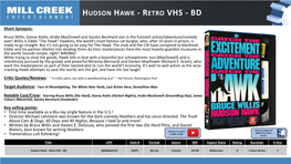 Hudson Hawk - Retro Vhs - Bd