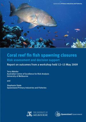 Coral Reef Fin Fish Spawning Closures Risk Assessment and Decision Support Report on Outcomes from a Workshop Held 12–13 May 2009