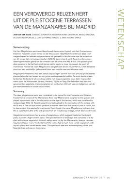 Wetenschap Een Verdwergd Reuzenhert Uit De Pleistocene Terrassen Van De Manzanares Bij Madrid