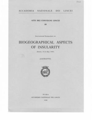 Biogeographical Aspects of Insularity