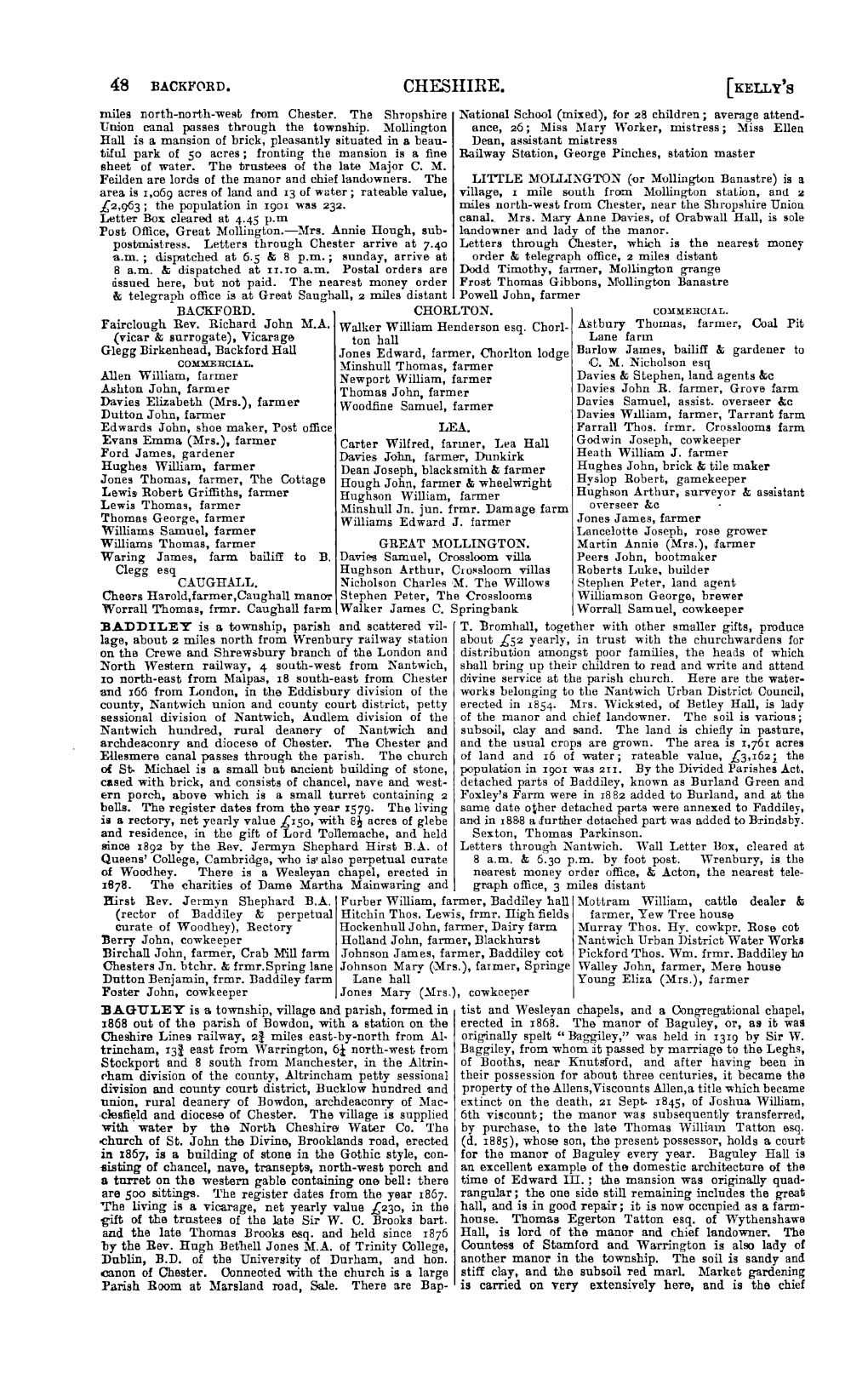 CHESHIRE. [ KELLY's Miles Ndrth-North-West from Chester