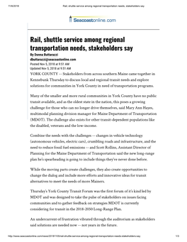 Rail, Shuttle Service Among Regional Transportation Needs, Stakeholders Say