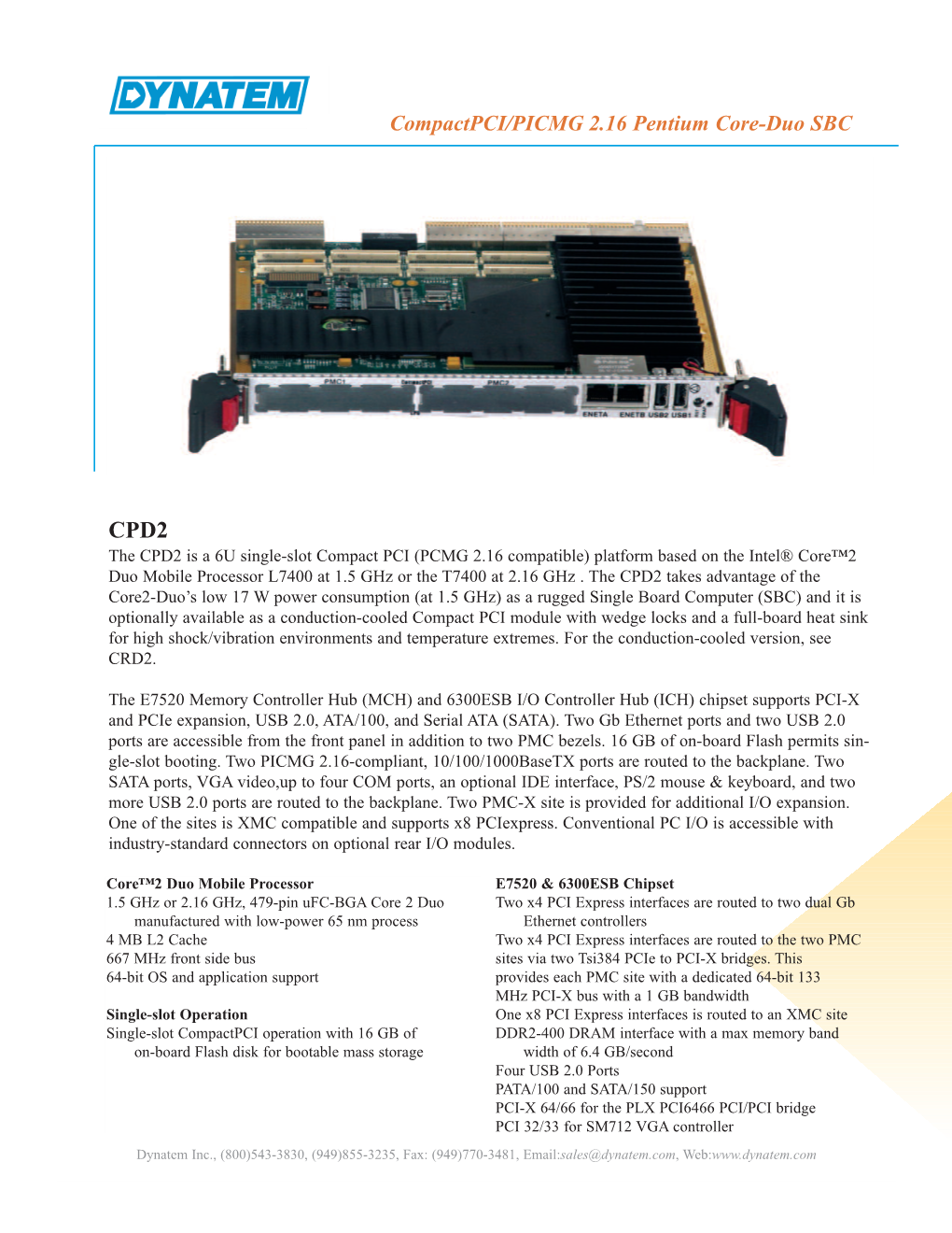 Compactpci/PICMG 2.16 Pentium Core-Duo SBC