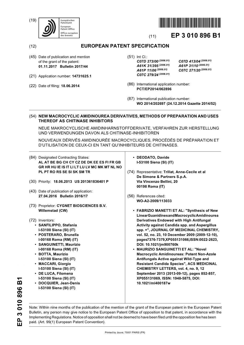 New Macrocyclic Amidinourea Derivatives, Methods of Preparation and Uses Thereof As Chitinase Inhibitors