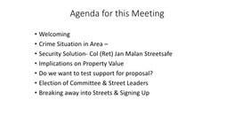 Agenda for This Meeting