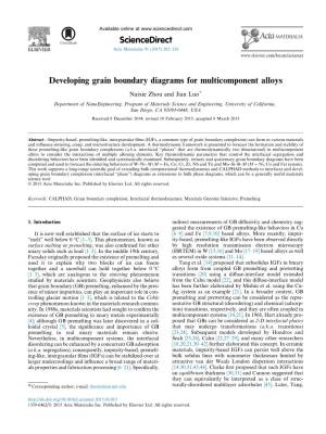 Developing Grain Boundary Diagrams for Multicomponent Alloys
