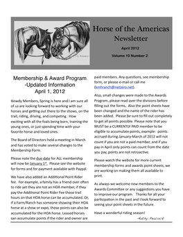 HOA Newsletter April 2012