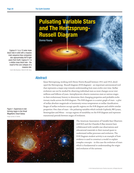 Pulsating Variable Stars and the Hertzsprung- Russell Diagram Donna Young