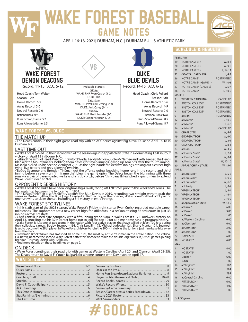 WF BASE Notes -Duke.Indd