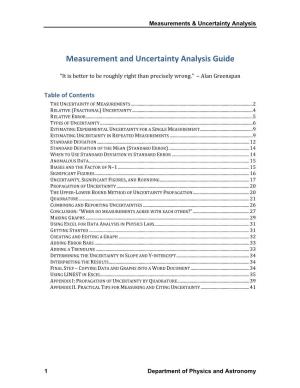Measurement and Uncertainty Analysis Guide