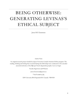 Generating Levinas's Ethical Subject