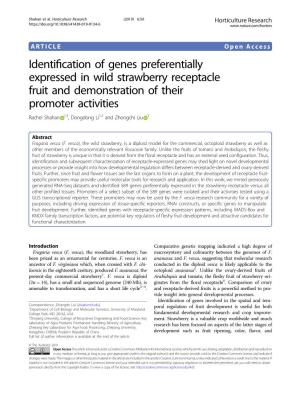 Identification of Genes Preferentially Expressed in Wild Strawberry