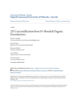 2D Cocrystallization from H‑Bonded Organic Ferroelectrics Donna A