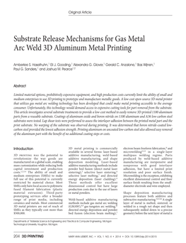 Substrate Release Mechanisms for Gas Metal Arc Weld 3D Aluminum Metal Printing