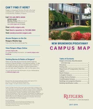 CAMPUS MAP Rumaps.Rutgers.Edu for Updated Building Information, Visit Search.Rutgers.Edu/ Buildings