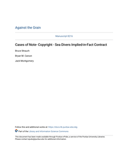 Cases of Note- Copyright - Sea Divers Implied-In-Fact Contract