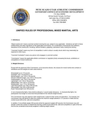 Pete Suazo Utah Athletic Commission Unified Rules Of
