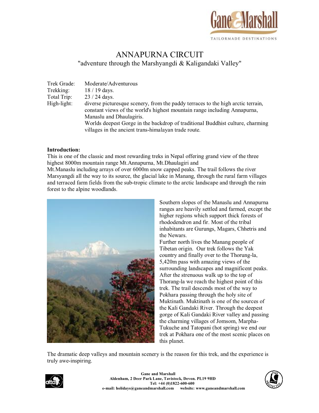 ANNAPURNA CIRCUIT "Adventure Through the Marshyangdi & Kaligandaki Valley"