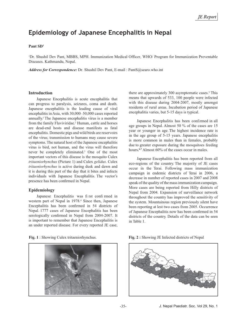 Epidemiology of Japanese Encephalitis in Nepal