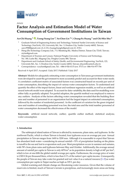 Factor Analysis and Estimation Model of Water Consumption of Government Institutions in Taiwan