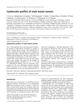 Cytokeratin Profiles of Male Breast Cancers