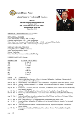 Major General Frederick B. Hodges United States Army