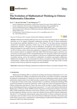The Evolution of Mathematical Thinking in Chinese Mathematics Education